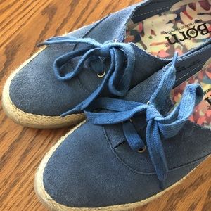 Cute leather denim casual flats size 7